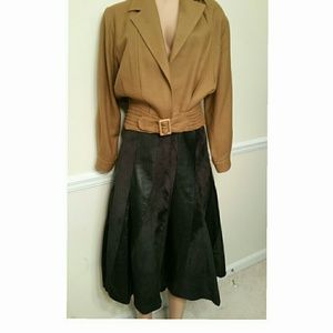 Vintage Black Leather/Suede Circle Skirt